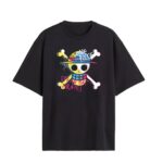 Cotton Division One Piece Straw Hat Pirate T-Shirt Men (L)