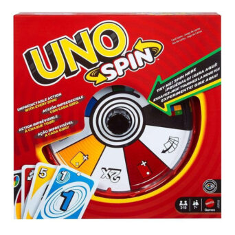 Mattel UNO Spin (JGR00) – Επιτραπέζιο Παιχνίδι Καρτών UNO με Περιστρεφόμενο Τροχό για 2-10 Παίκτες