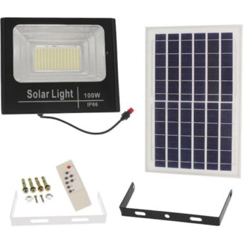 Jortan Ηλιακός Προβολέας LED 100W IP66 με Φωτοβολταϊκό Πάνελ, Τηλεχειριστήριο & Ψυχρό Λευκό 6500K (JT-BJ100W-TZ)