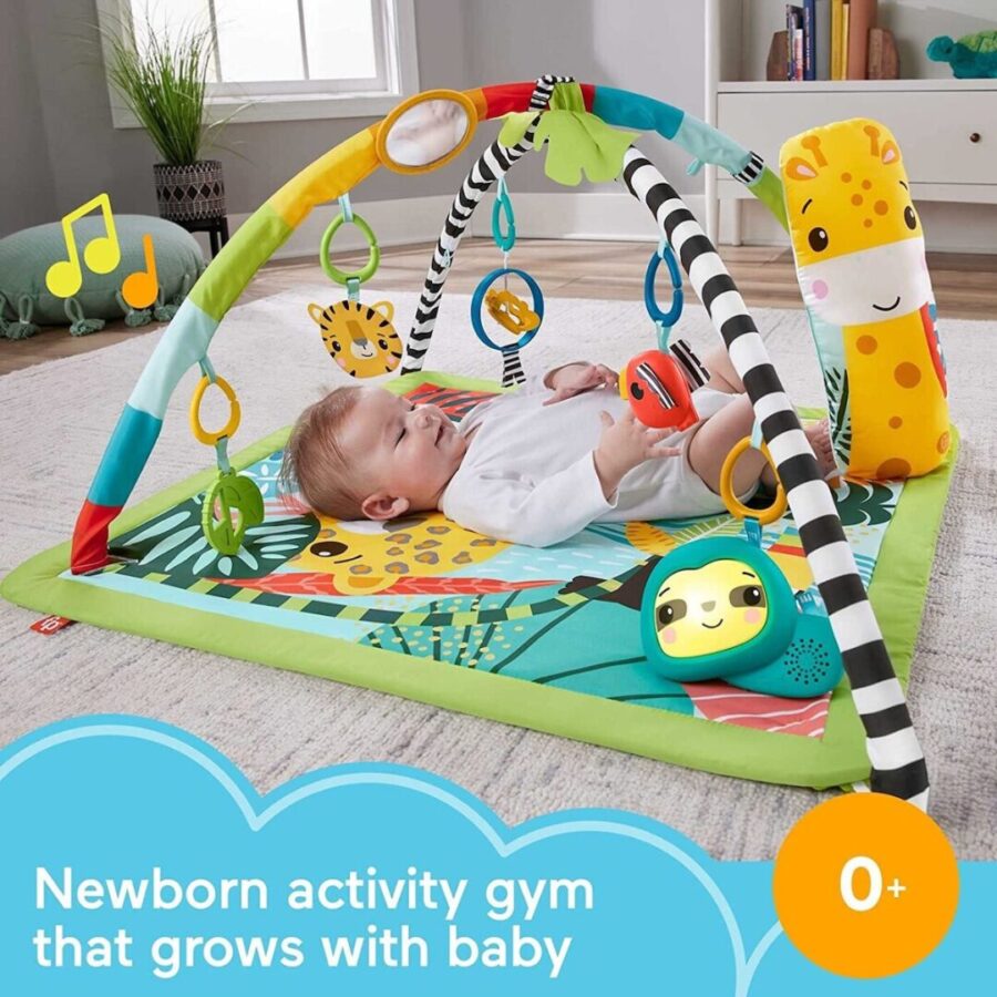 Fisher Price Βρεφικό Γυμναστήριο Τροπικό Δάσος 3-σε-1 HJW08 – Play Gym με Μουσική, Παιχνίδια & Activity Center