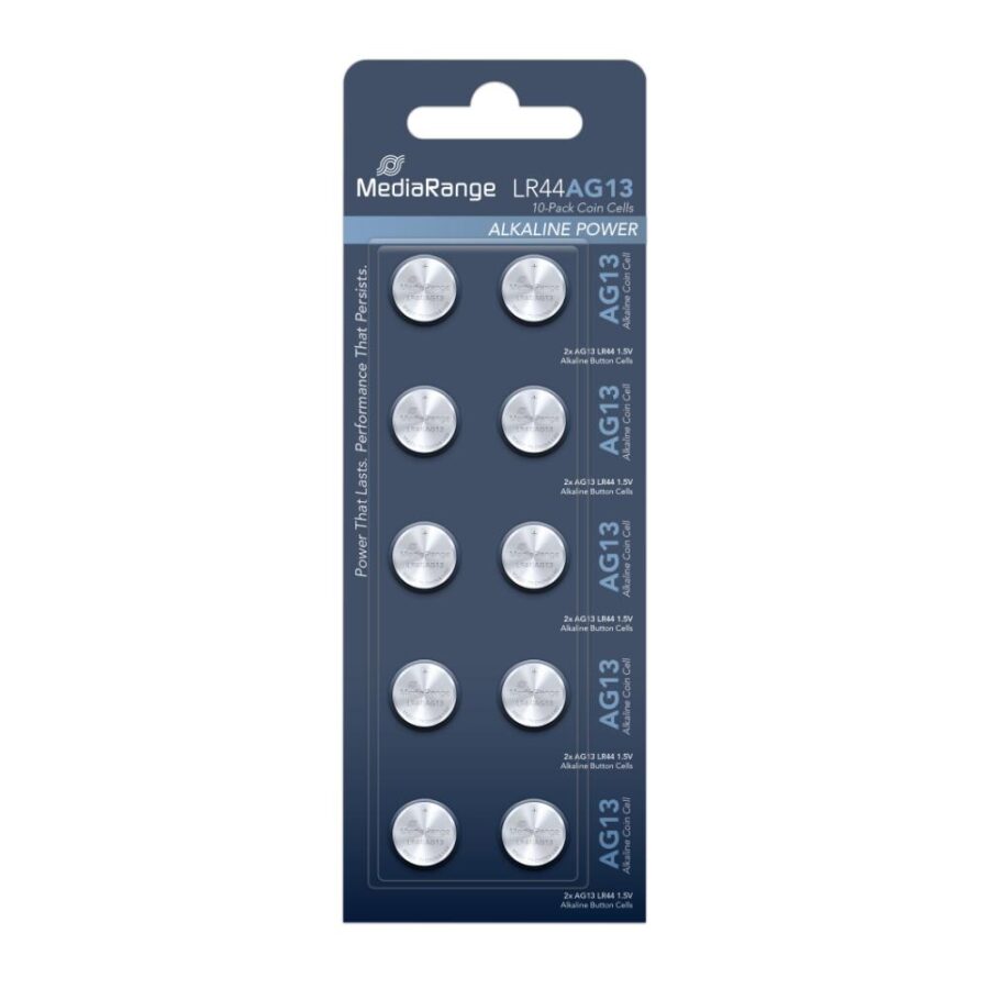 MediaRange Premium Alkaline Coin Cells AG13|LR44|1.5V Pack 10 Αλκαλικες Μπαταριες