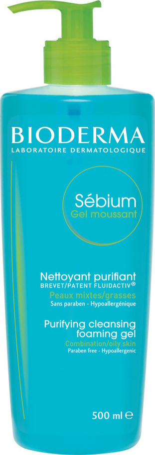 Bioderma Sébium Gel Moussant 500ml – Gel Καθαρισμού Προσώπου για Λιπαρή, Μικτή & Ακνεϊκή Επιδερμίδα