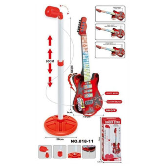 Martin Toys 818-11 Παιδική Κιθαρα με Μικρόφωνο, Φώτα & Μουσική 53cm για Παιδιά 3+ Ετών