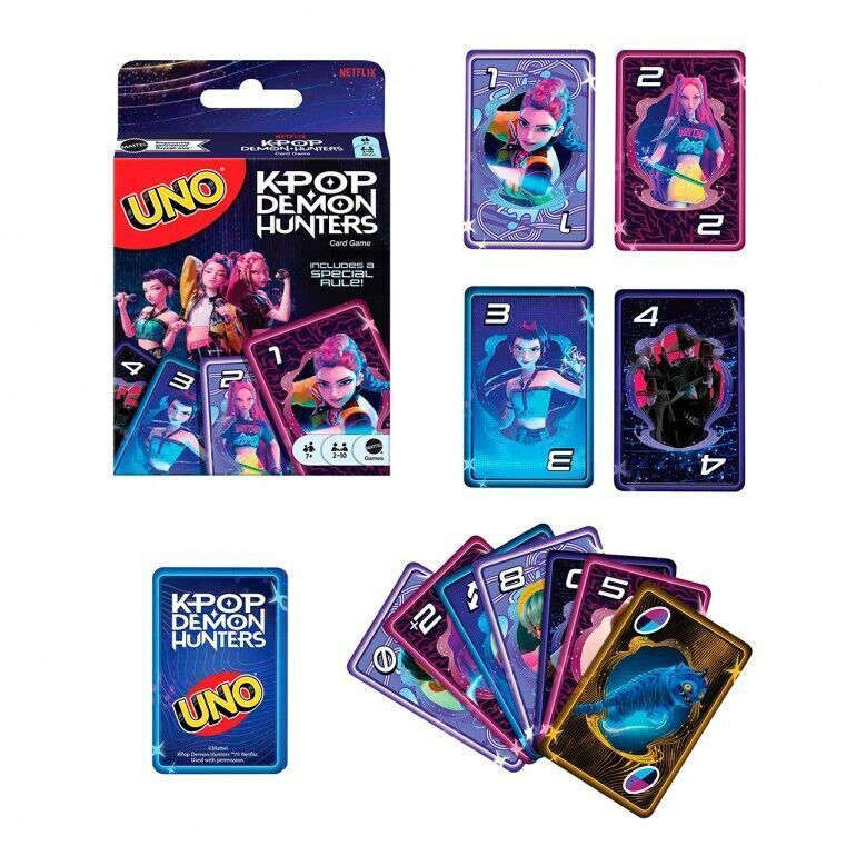 Mattel UNO K Pop Demon Hunters (JRV01) – Επιτραπέζιο Παιχνίδι με Κάρτες για 2-10 Παίκτες, 7+ Ετών