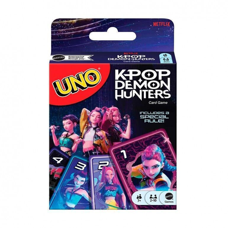 Mattel UNO K Pop Demon Hunters (JRV01) – Επιτραπέζιο Παιχνίδι με Κάρτες για 2-10 Παίκτες, 7+ Ετών
