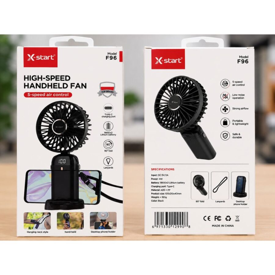X-Start F96 High-Speed Handheld Fan Dark Blue – Φορητός Επαναφορτιζόμενος Ανεμιστήρας 5 Ταχυτήτων USB-C