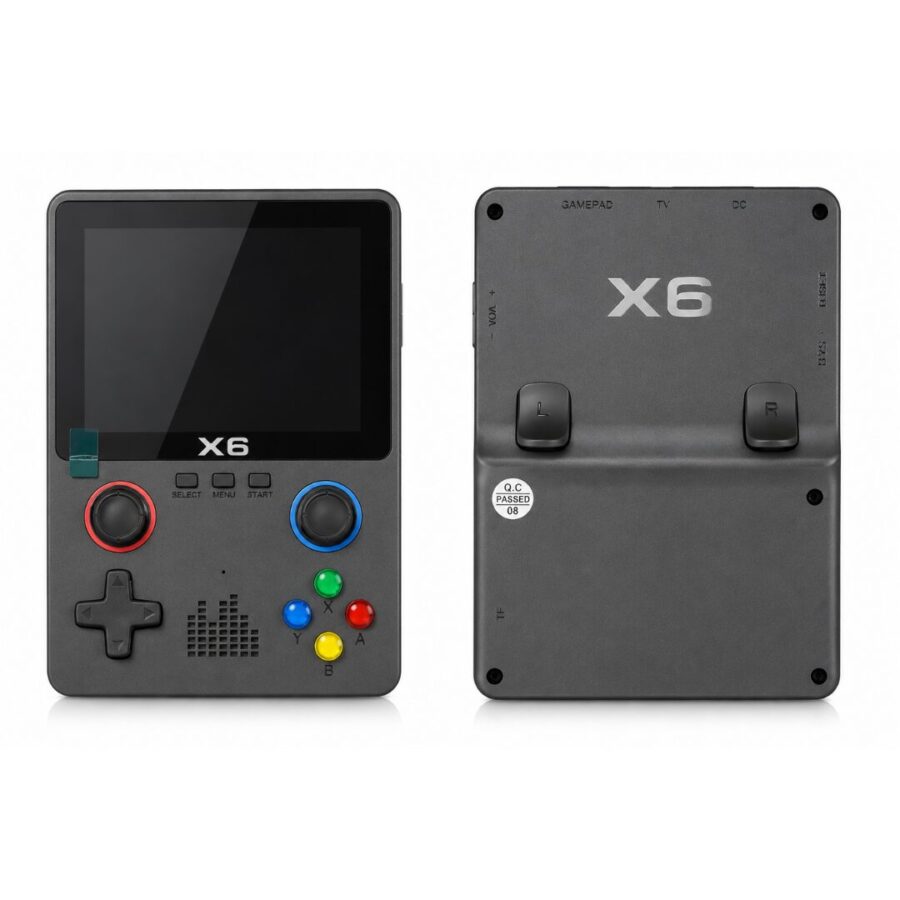 X6 Retro Handheld Console Ρετρο Κονσολα Dark Grey – 6000+ Games, IPS 3.5” 640x480, Dual Analog, NES/GBA/SNES/MD/Arcade Portable Gaming Console