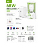 Aome TC-212 Φορτιστής GaN 65W Fast Charger με USB-C Power Delivery & USB-A Quick Charge Λευκός