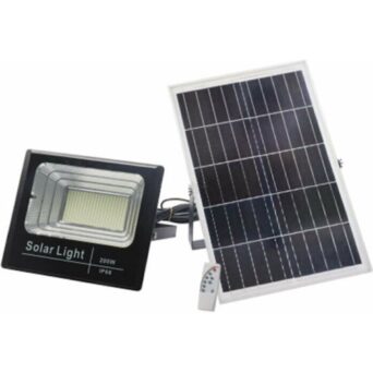 JORTAN Ηλιακός Προβολέας LED 200W 6500K IP66 με Φωτοκύτταρο, Τηλεχειριστήριο & Ηλιακό Πάνελ – Αδιάβροχος Εξωτερικού Χώρου