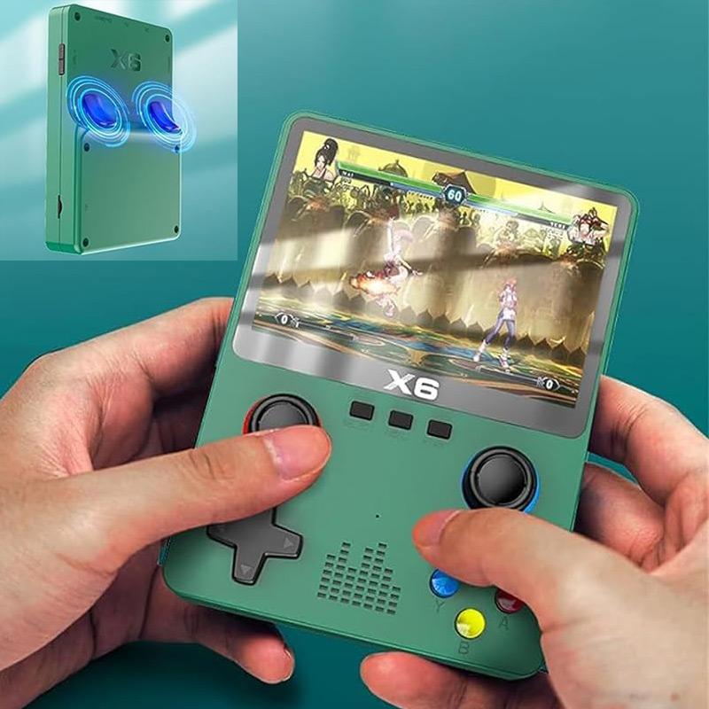 X6 Retro Handheld Console Ρετρο Κονσολα Green – 6000+ Games, IPS 3.5” 640x480, Dual Analog, NES/GBA/SNES/MD/Arcade Portable Gaming Console