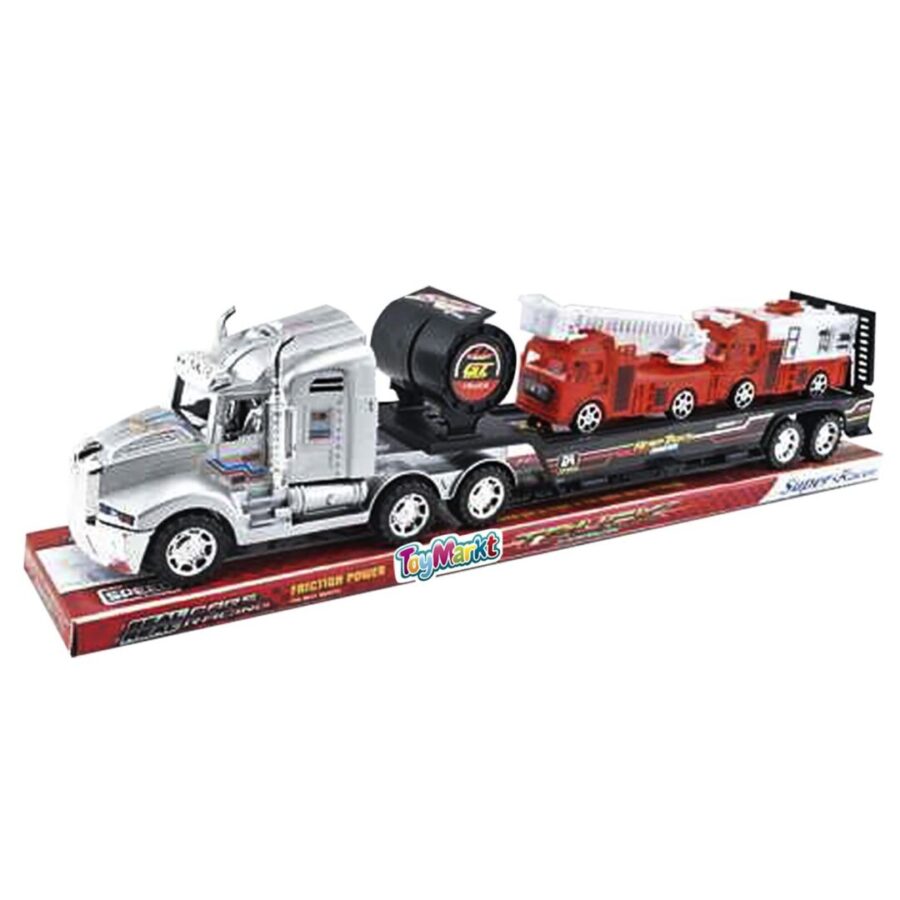 Νταλικα Friction με 2 Πυροσβεστικά Οχήματα 52cm – Αυτοκινητάκια Τριβής για Παιδιά 3+ Ετών
