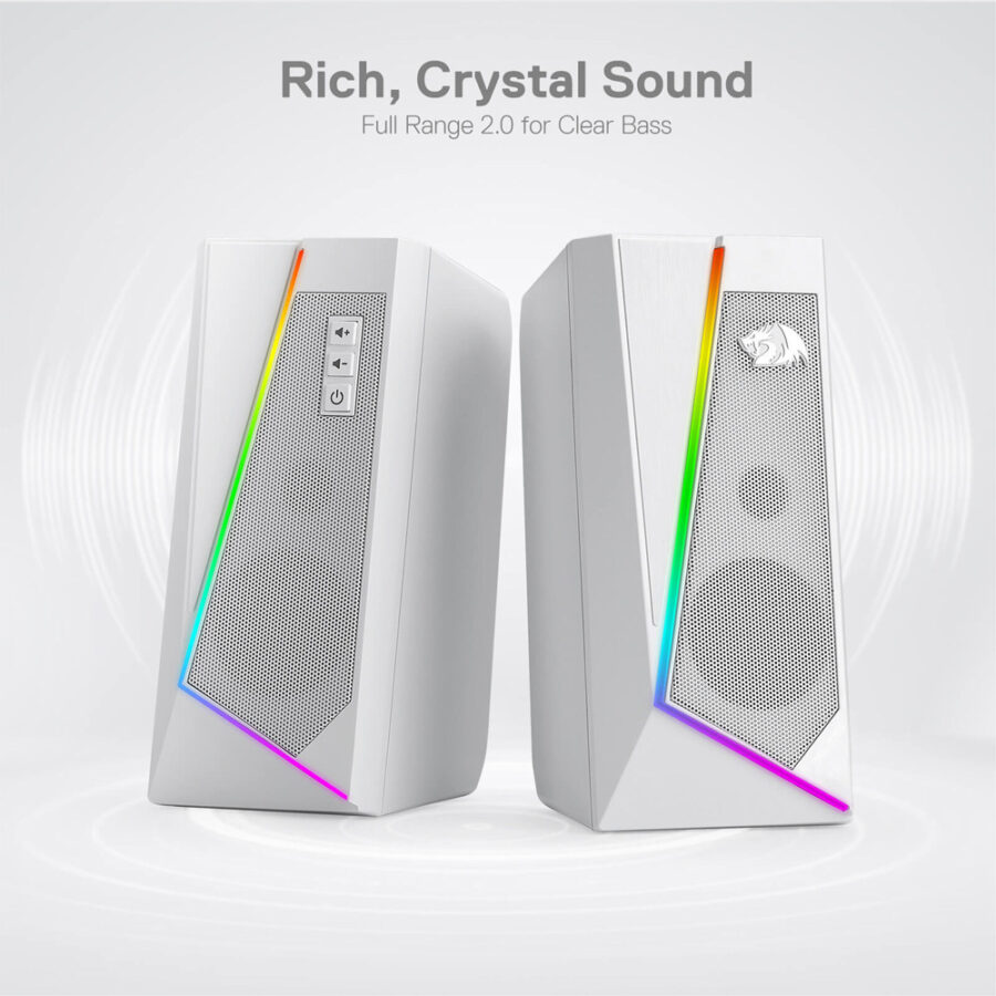 Redragon GS520 Anvil RGB Ηχεία Υπολογιστή 2.0 10W με RGB Φωτισμό, USB & AUX 3.5mm – Λευκά