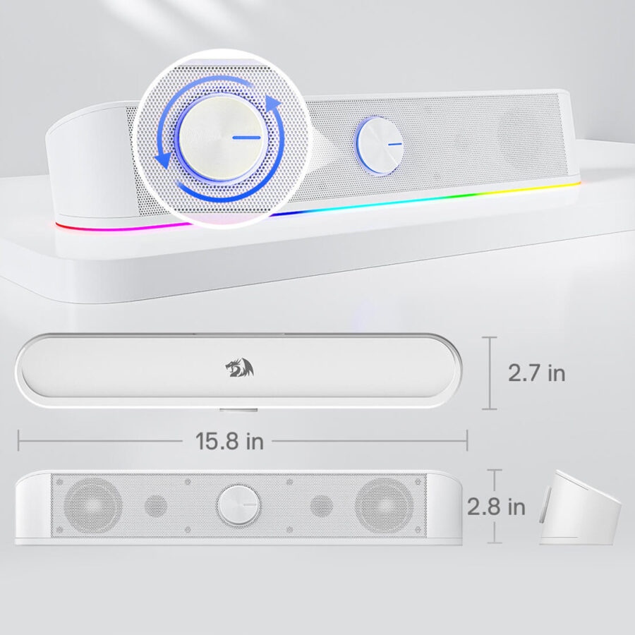 Redragon GS560 Adiemus RGB Soundbar Ηχείο Υπολογιστή 2.0 6W με USB, AUX 3.5mm & RGB Φωτισμό – Λευκό