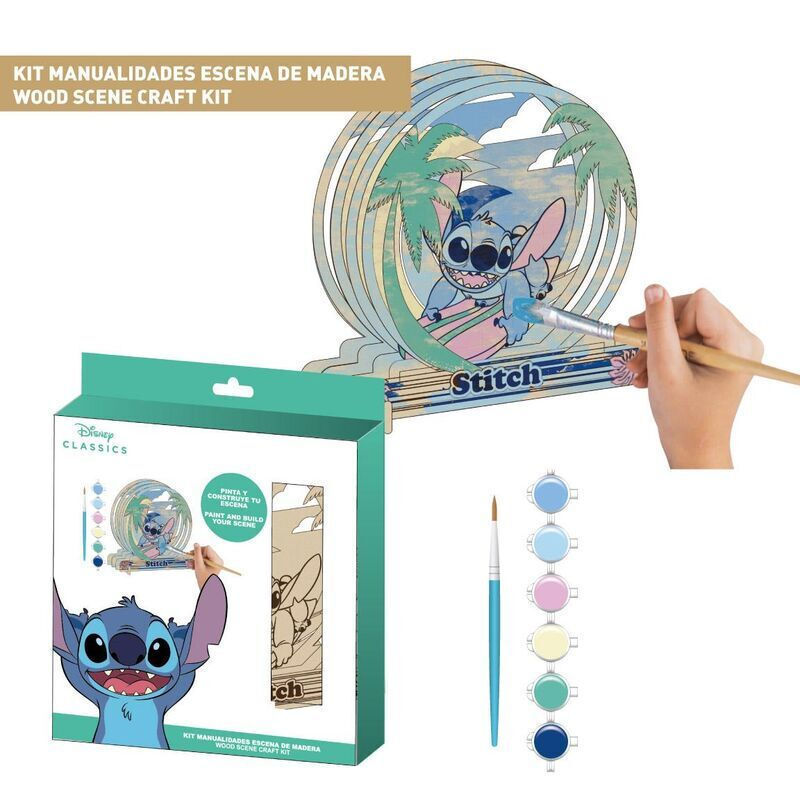 Disney Stitch Ξύλινο Δημιουργικό Σετ Ζωγραφικής 3D με 4 Φιγούρες, Μπογιές & Πινέλο