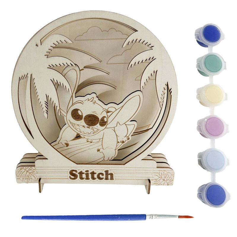 Disney Stitch Ξύλινο Δημιουργικό Σετ Ζωγραφικής 3D με 4 Φιγούρες, Μπογιές & Πινέλο
