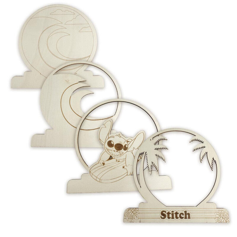 Disney Stitch Ξύλινο Δημιουργικό Σετ Ζωγραφικής 3D με 4 Φιγούρες, Μπογιές & Πινέλο