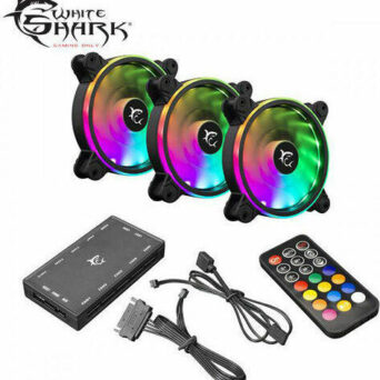 White Shark Nebula ARGB Kit 3x120mm Ανεμιστηρες Κουτιού (Case Fans) PWM με LED HUB & Τηλεχειριστήριο