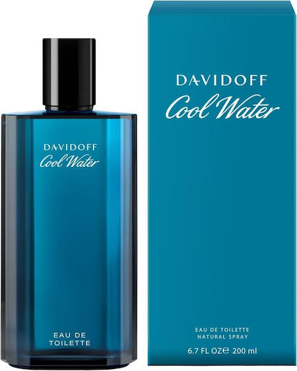 Davidoff Cool Water Eau de Toilette Ανδρικό Άρωμα 200ml – Fresh Aquatic με Νότες Μέντας & Αμπεριού