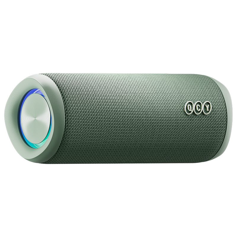 QCY SP7 Green – Portable Bluetooth Speaker w Stereo Sound 40W, Mic for Calls, RGB Light Show