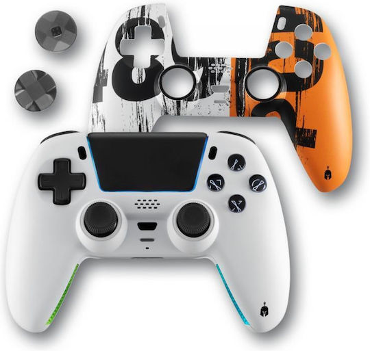 Spartan Gear Sarissa Ασύρματο Gamepad για PC, PS5, PS4 & Nintendo Switch Λευκό με Extra Faceplate